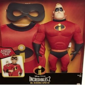 Disney Incredibles 2 Mr Incredible Super Set Costume Shirt Mask & Doll Size 4-6X